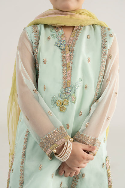 3 Piece Embroidered Poly Organza Suit - Kids Clothes - available at Maria Faisal in UK and USA