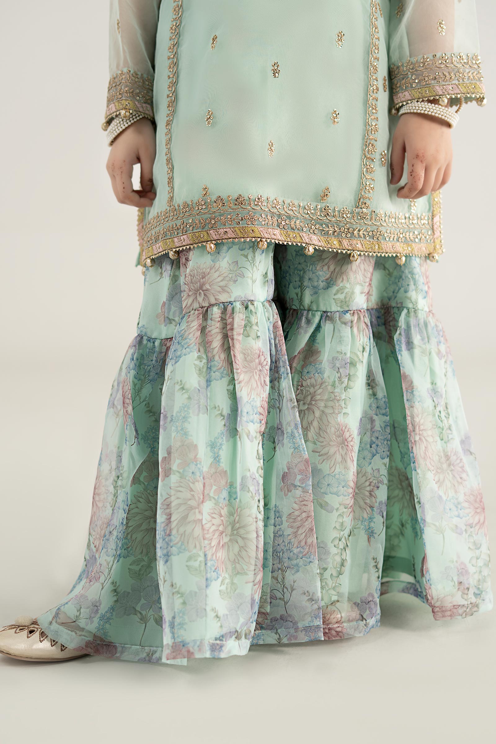 3 Piece Embroidered Poly Organza Suit - Kids Clothes - available at Maria Faisal in UK and USA