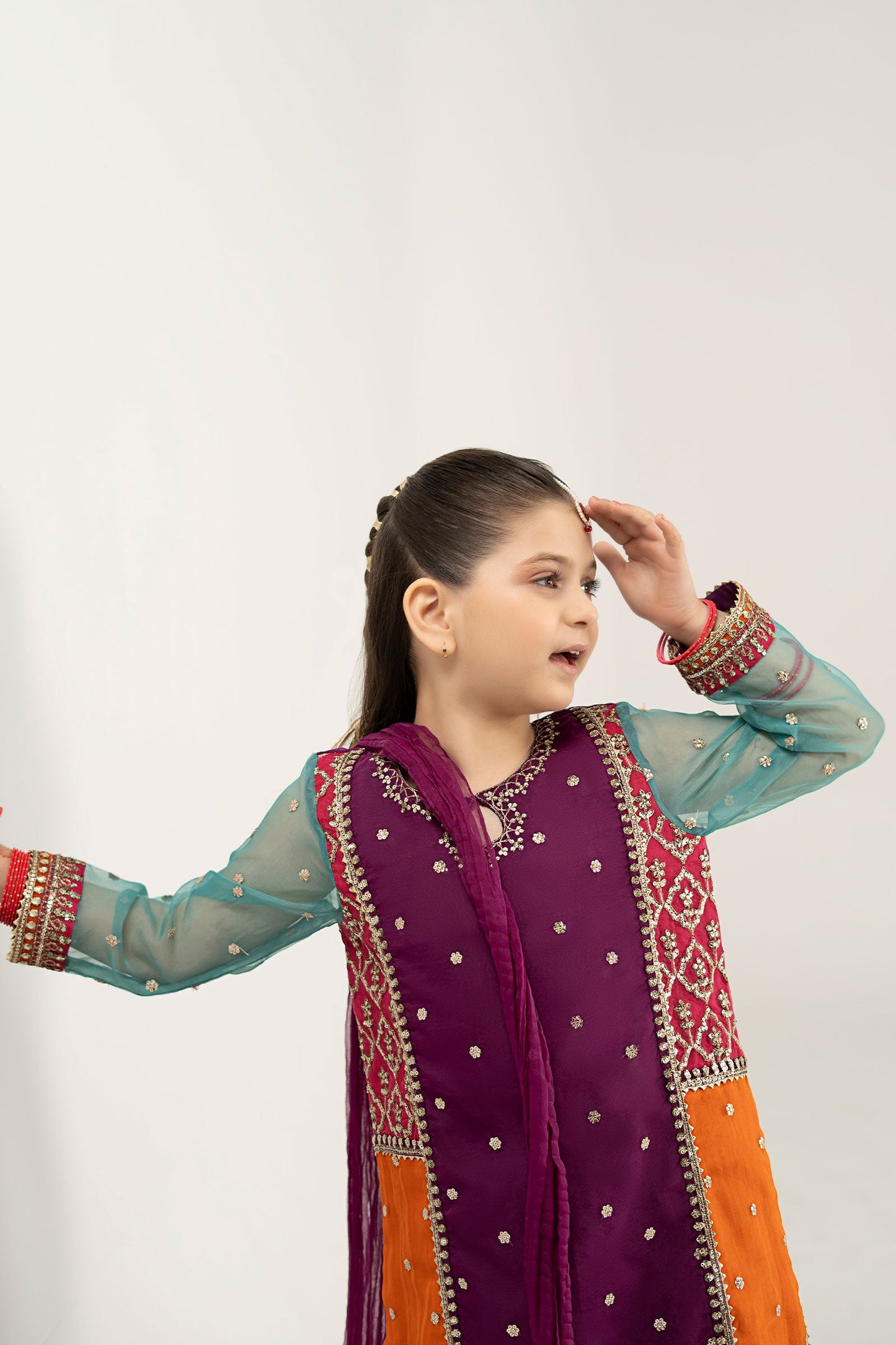 3 Piece Embroidered Poly Organza Suit - Kids Clothes - available at Maria Faisal in UK and USA