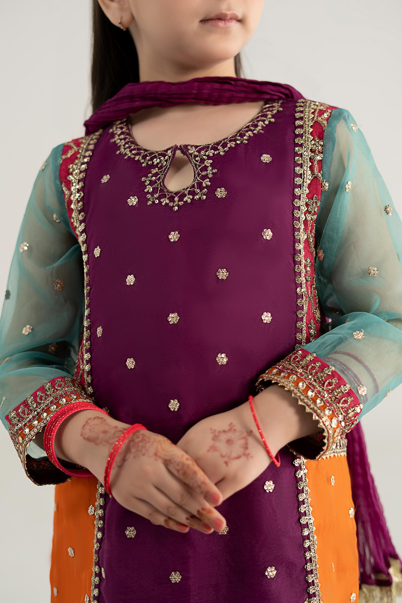 3 Piece Embroidered Poly Organza Suit - Kids Clothes - available at Maria Faisal in UK and USA