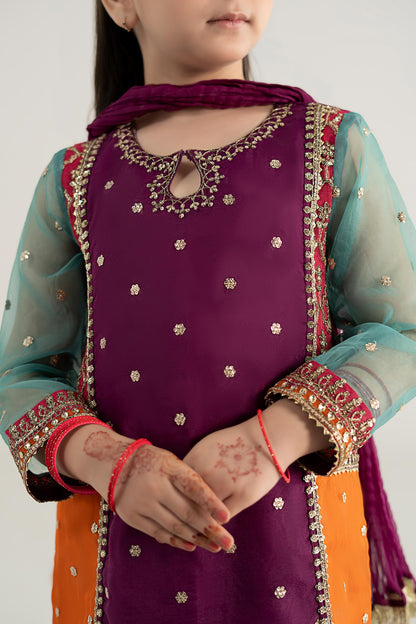 3 Piece Embroidered Poly Organza Suit - Kids Clothes - available at Maria Faisal in UK and USA