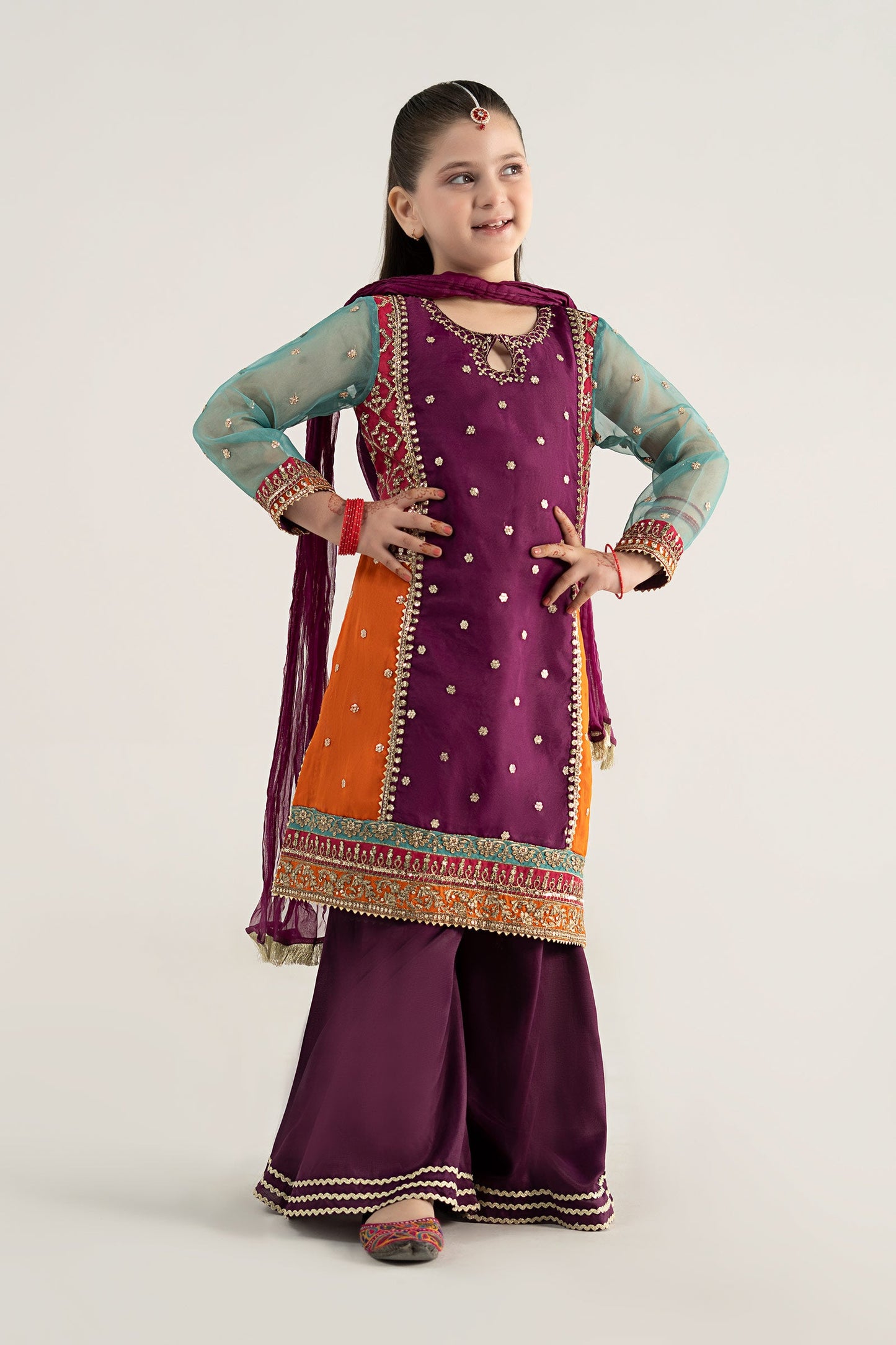 3 Piece Embroidered Poly Organza Suit - Kids Clothes - available at Maria Faisal in UK and USA