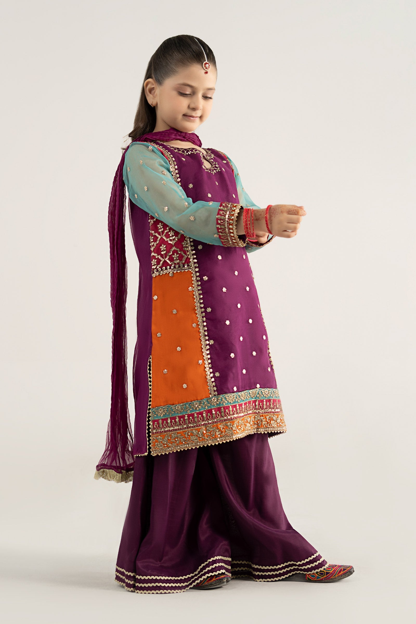 3 Piece Embroidered Poly Organza Suit - Kids Clothes - available at Maria Faisal in UK and USA