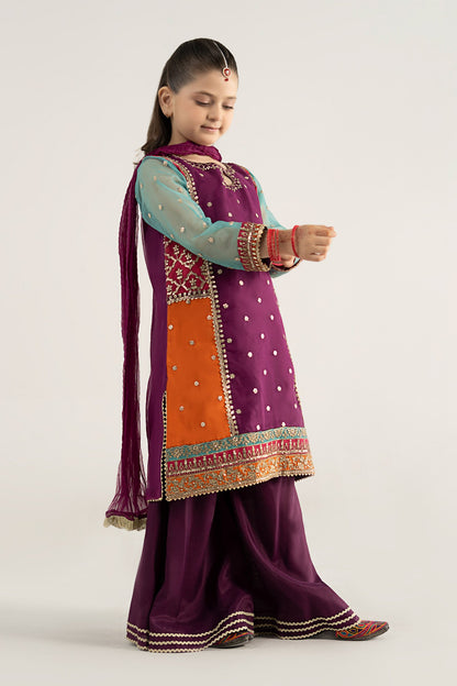 3 Piece Embroidered Poly Organza Suit - Kids Clothes - available at Maria Faisal in UK and USA