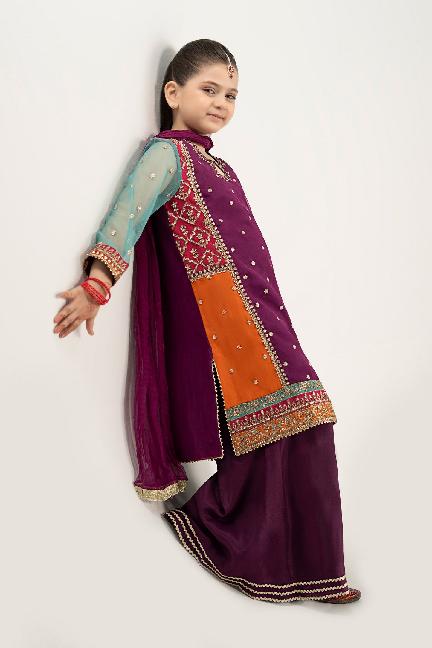 3 Piece Embroidered Poly Organza Suit - Kids Clothes - available at Maria Faisal in UK and USA