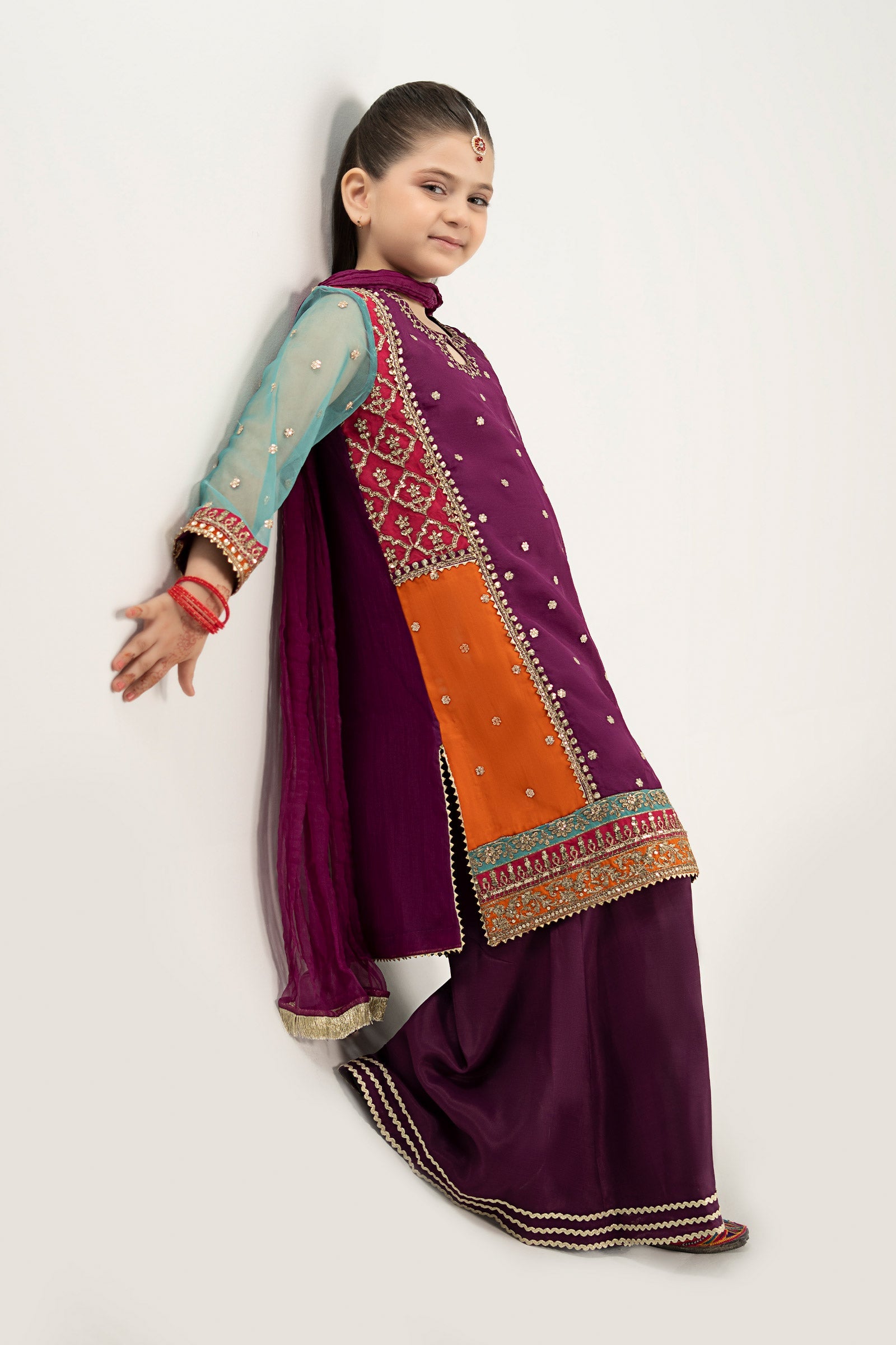 3 Piece Embroidered Poly Organza Suit - Kids Clothes - available at Maria Faisal in UK and USA
