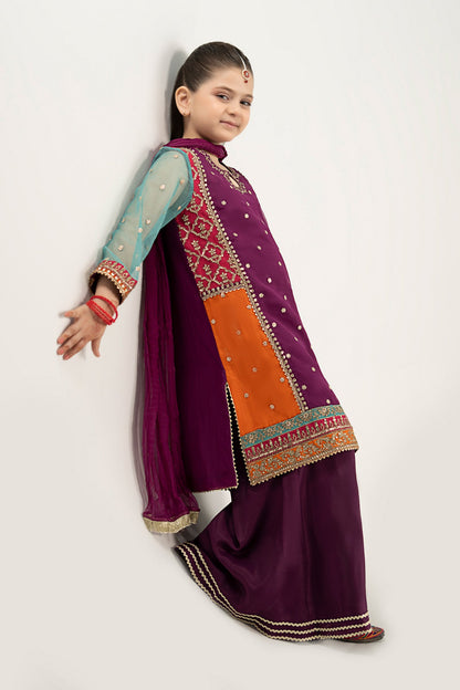 3 Piece Embroidered Poly Organza Suit - Kids Clothes - available at Maria Faisal in UK and USA