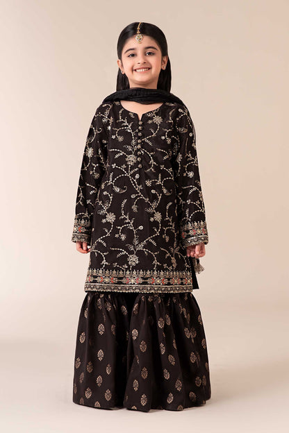 3 Piece Embroidered Raw Silk Suit - Kids Clothes - available at Maria Faisal in UK and USA