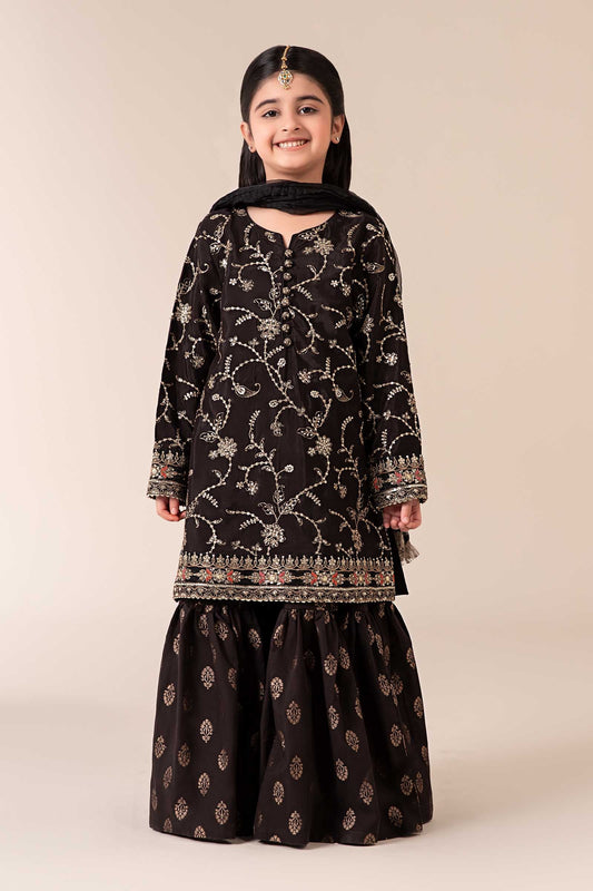 3 Piece Embroidered Raw Silk Suit - Kids Clothes - available at Maria Faisal in UK and USA