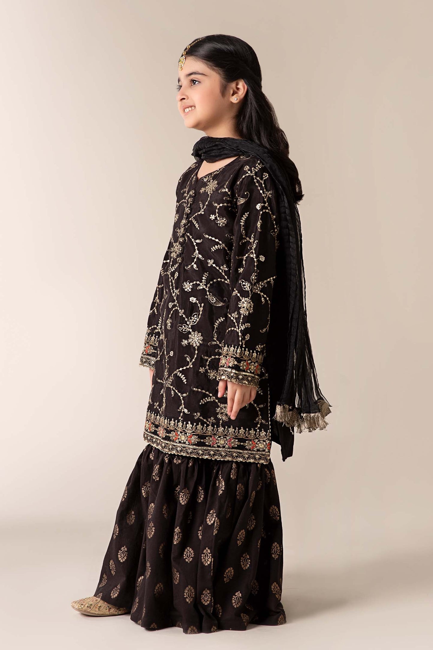 3 Piece Embroidered Raw Silk Suit - Kids Clothes - available at Maria Faisal in UK and USA