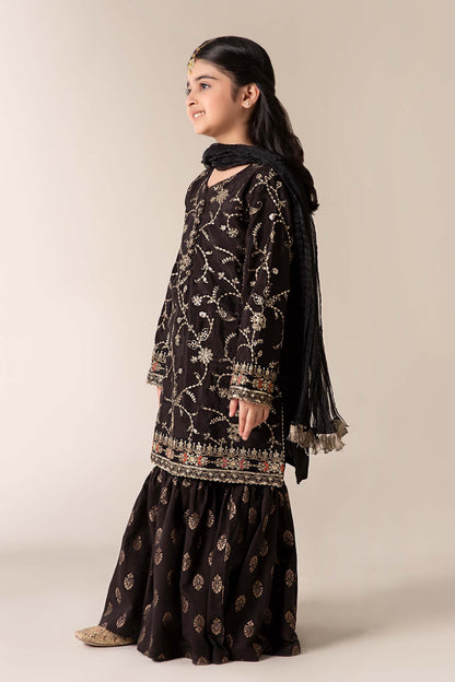 3 Piece Embroidered Raw Silk Suit - Kids Clothes - available at Maria Faisal in UK and USA