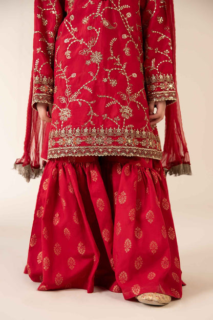 3 Piece Embroidered Raw Silk Suit - Kids Clothes - available at Maria Faisal in UK and USA
