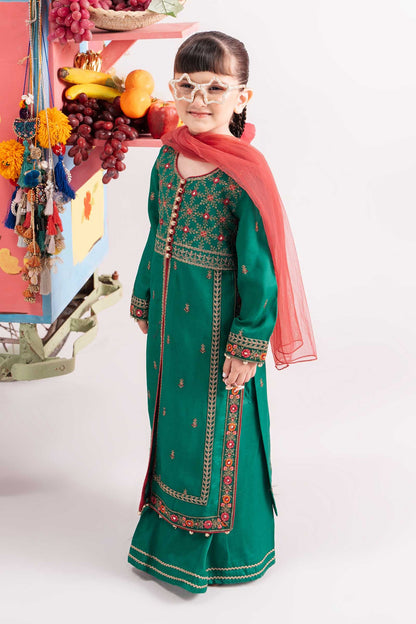 3 Piece Embroidered Raw Silk Suit - Kids Clothes - available at Maria Faisal in UK and USA