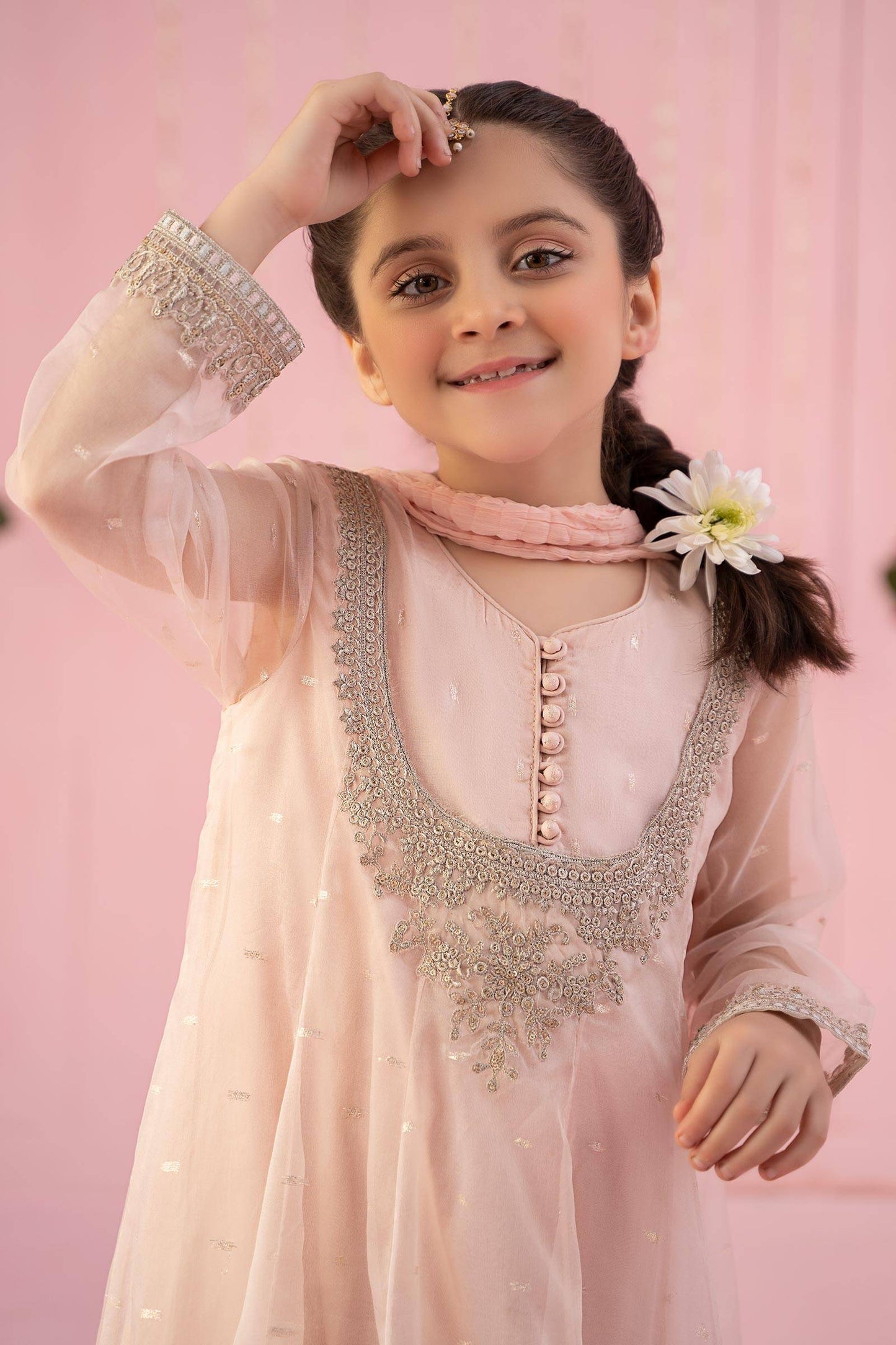 Maria B | 3 Piece Embroidered Organza Suit | MKS-EF24-19 by Maria Faisal - Registered Vendor of : Maria B - type : Kids Clothes - 100% original wedding dresses