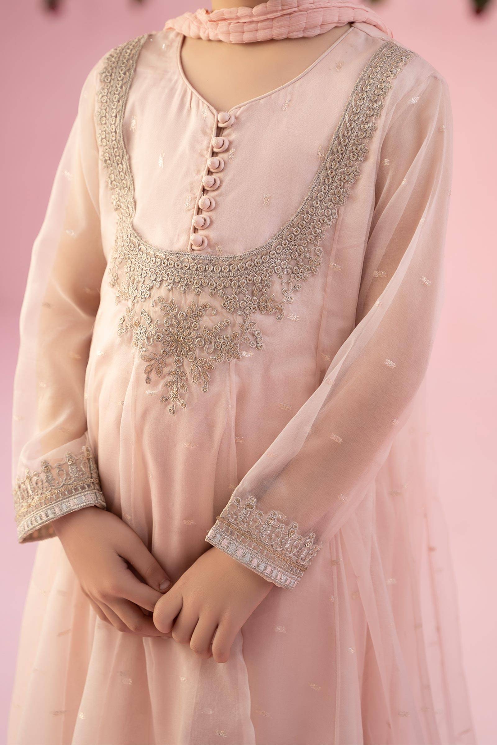 Maria B | 3 Piece Embroidered Organza Suit | MKS-EF24-19 by Maria Faisal - Registered Vendor of : Maria B - type : Kids Clothes - 100% original wedding dresses
