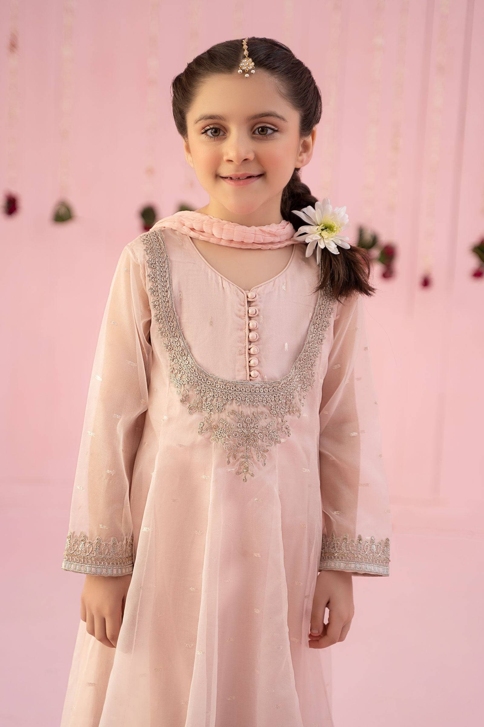 Maria B | 3 Piece Embroidered Organza Suit | MKS-EF24-19 by Maria Faisal - Registered Vendor of : Maria B - type : Kids Clothes - 100% original wedding dresses