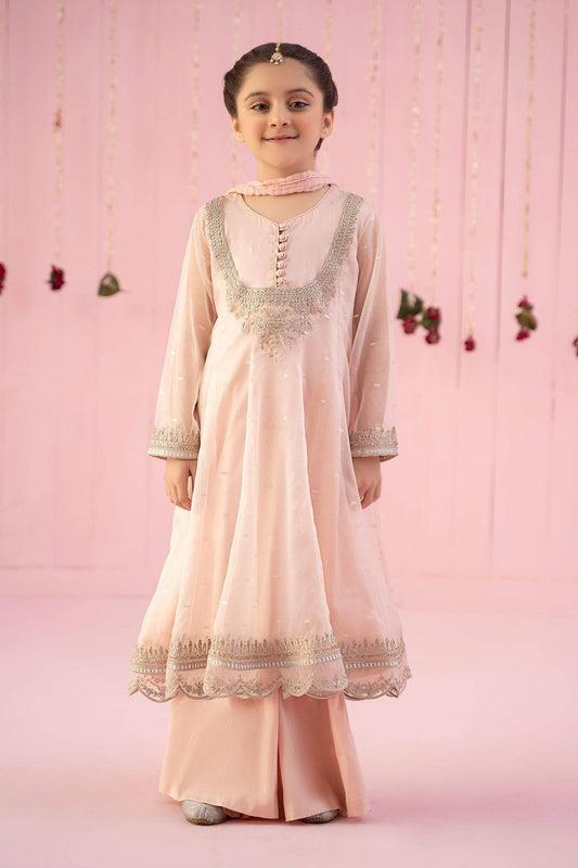 Maria B | 3 Piece Embroidered Organza Suit | MKS-EF24-19 by Maria Faisal - Registered Vendor of : Maria B - type : Kids Clothes - 100% original wedding dresses