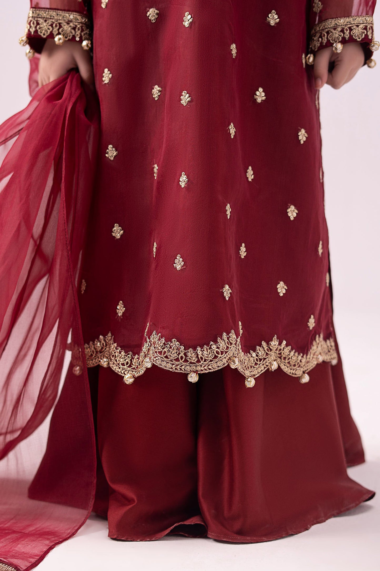 3 PIECE EMBROIDERED ORGANZA SUIT - Kids Clothes - available at Maria Faisal in UK and USA