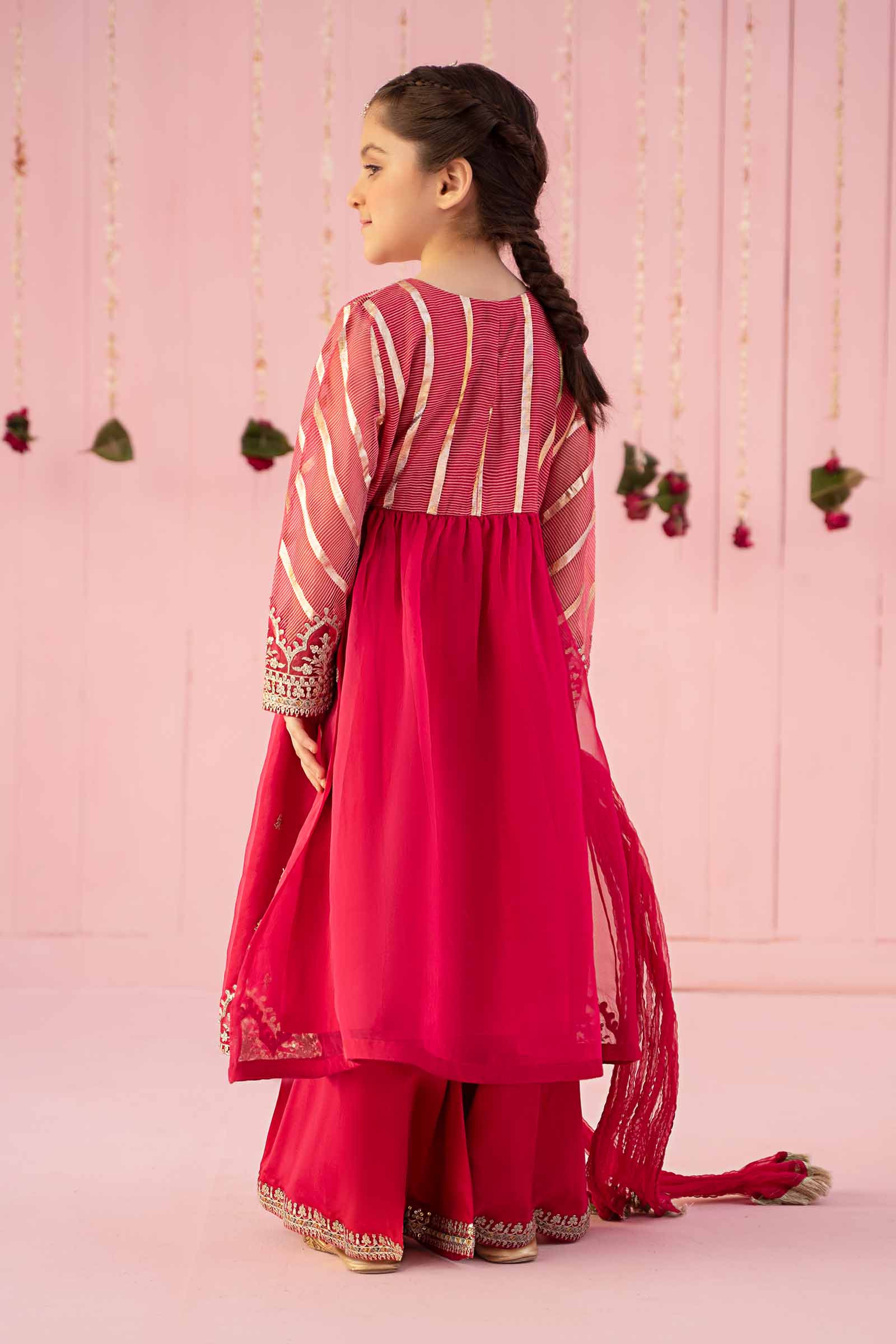 Maria B | 3 Piece Embroidered Organza Suit | MKS-EF24-27 by Maria Faisal - Registered Vendor of : Maria B - type : Kids Clothes - 100% original wedding dresses
