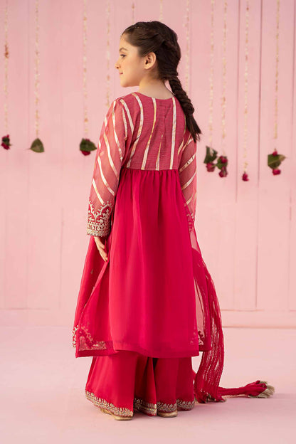 Maria B | 3 Piece Embroidered Organza Suit | MKS-EF24-27 by Maria Faisal - Registered Vendor of : Maria B - type : Kids Clothes - 100% original wedding dresses