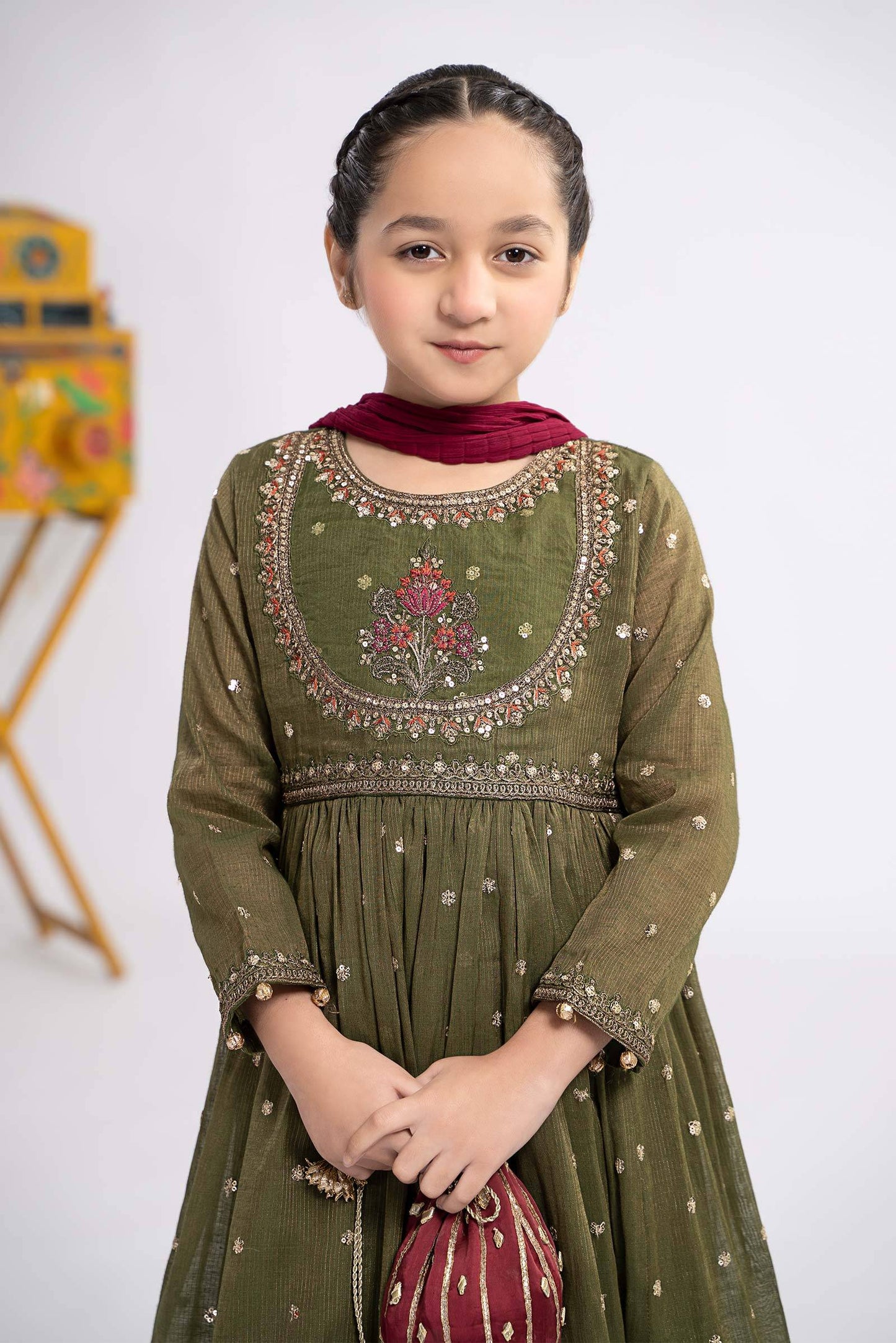 Maria B | 3 Piece Embroidered Zari Lawn Suit | MKS-EF24-33 by Maria Faisal - Registered Vendor of : Maria B - type : Kids Clothes - 100% original wedding dresses