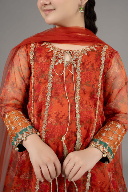 3 Piece Embroidered Poly Organza Suit - Kids Clothes - available at Maria Faisal in UK and USA