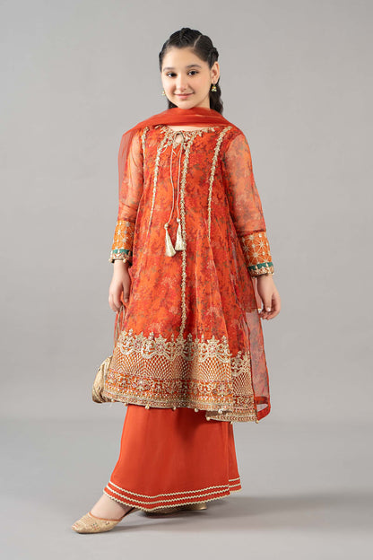 3 Piece Embroidered Poly Organza Suit - Kids Clothes - available at Maria Faisal in UK and USA