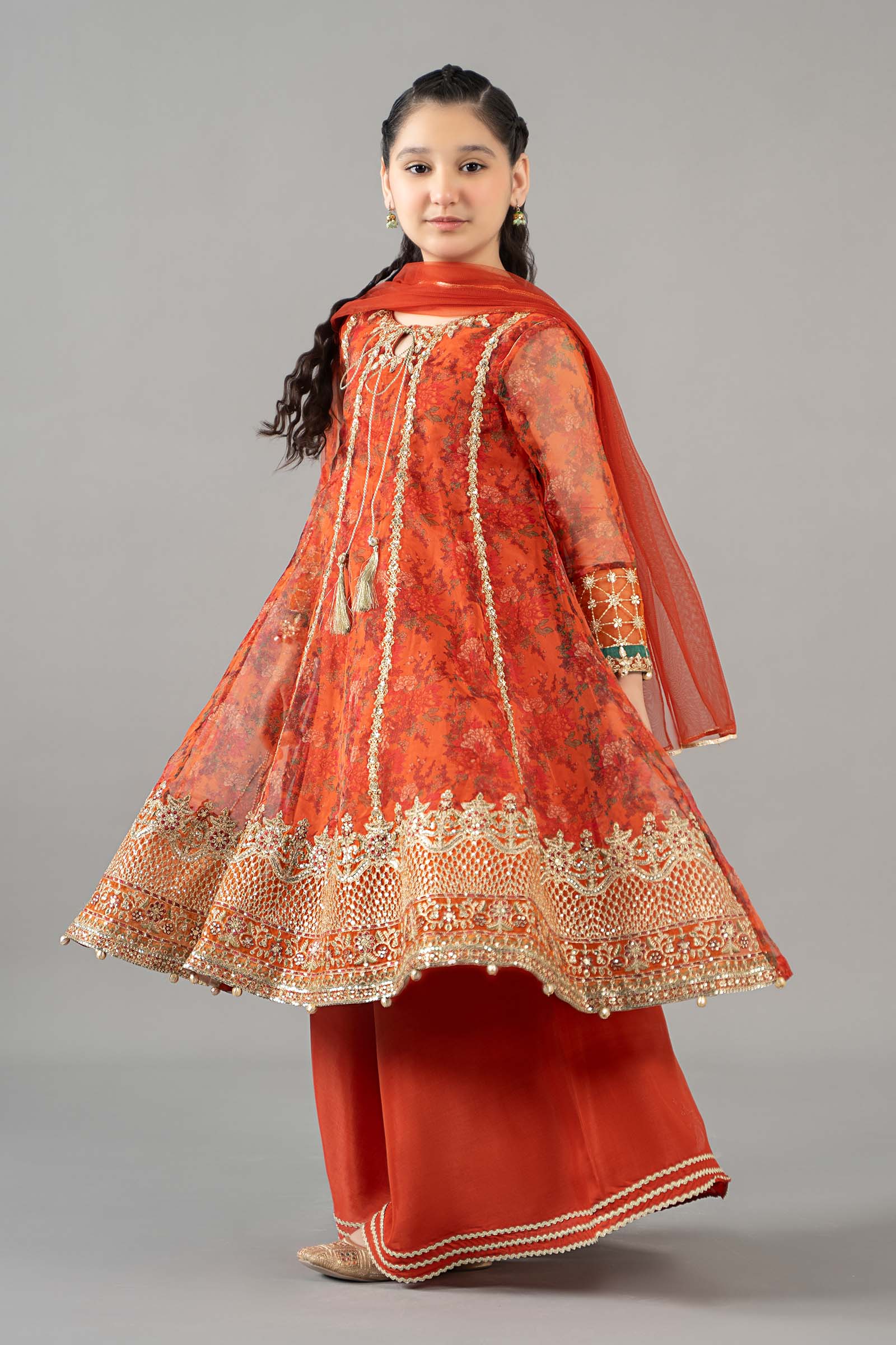 3 Piece Embroidered Poly Organza Suit - Kids Clothes - available at Maria Faisal in UK and USA