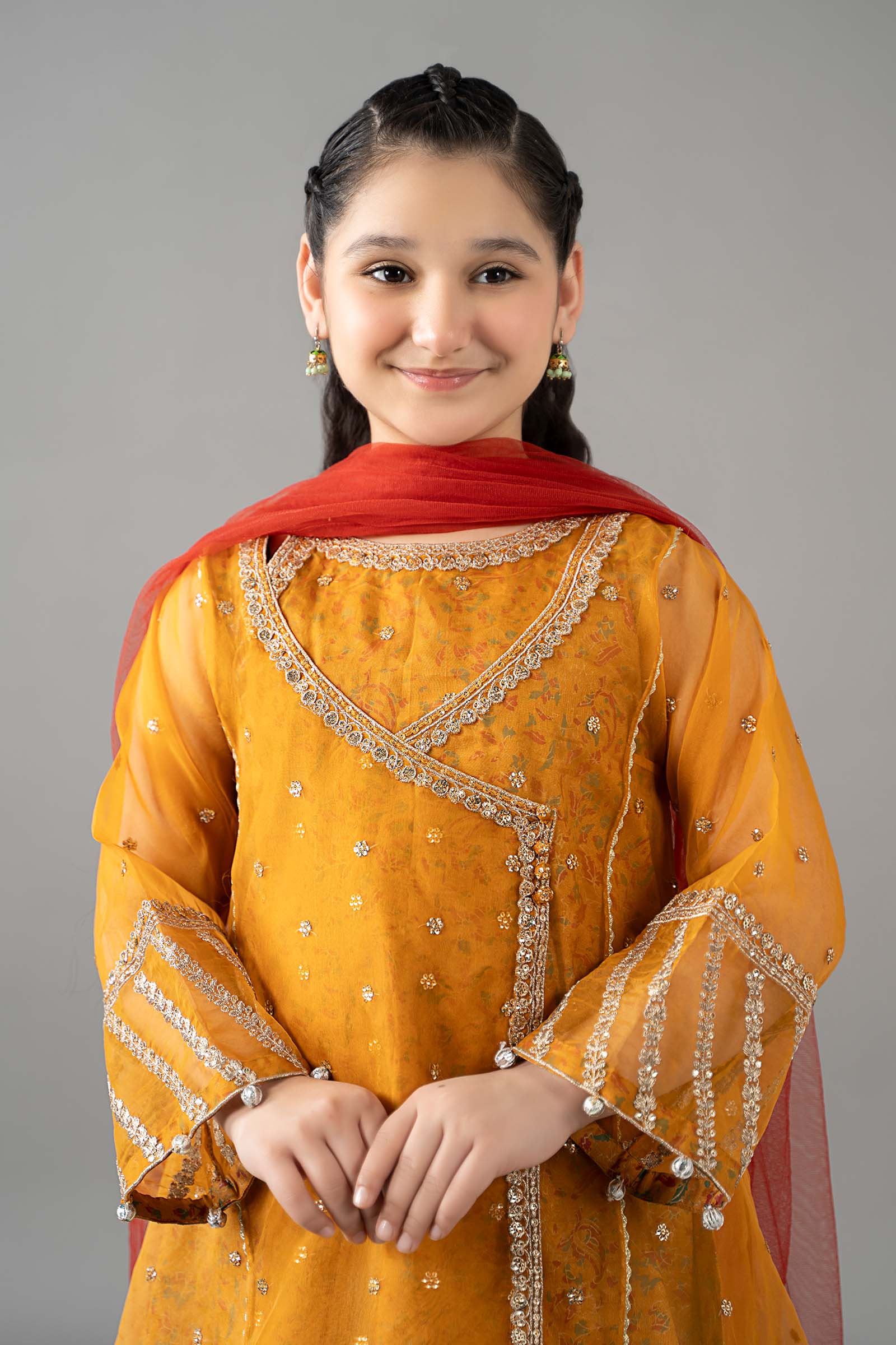 3 Piece Embroidered Poly Organza Suit - Kids Clothes - available at Maria Faisal in UK and USA