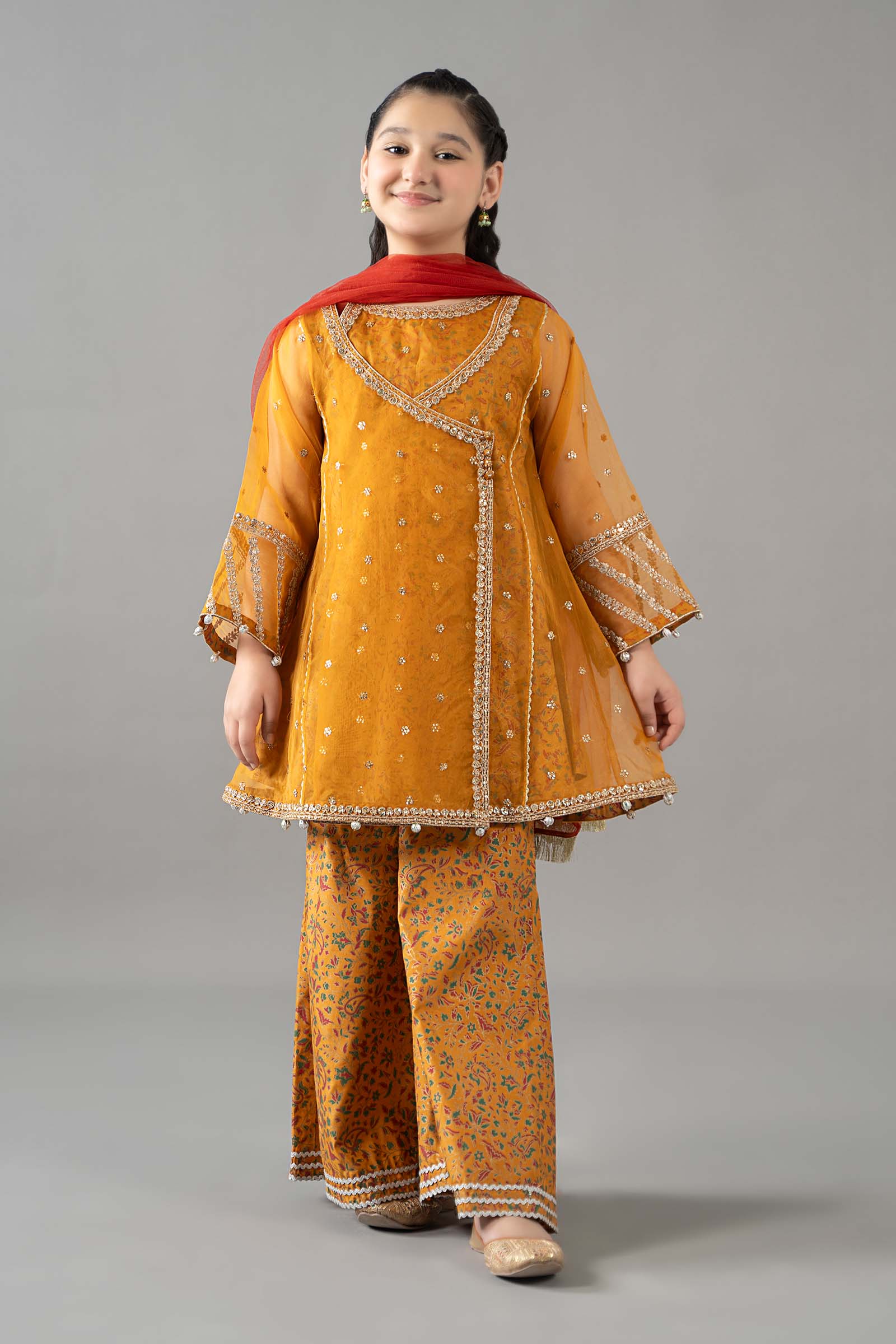 3 Piece Embroidered Poly Organza Suit - Kids Clothes - available at Maria Faisal in UK and USA