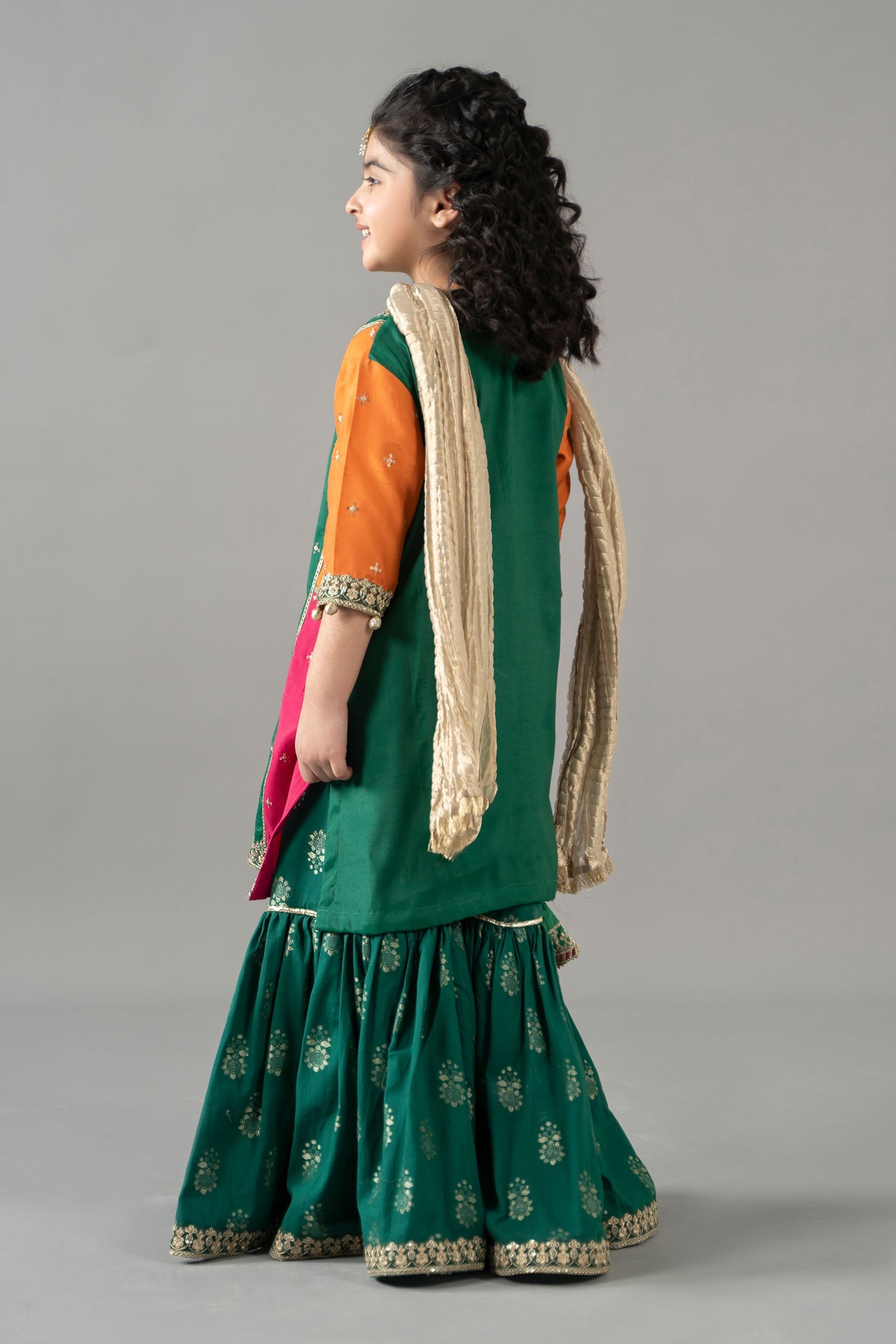 3 Piece Embroidered Raw Silk Suit - Kids Clothes - available at Maria Faisal in UK and USA