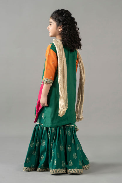 3 Piece Embroidered Raw Silk Suit - Kids Clothes - available at Maria Faisal in UK and USA