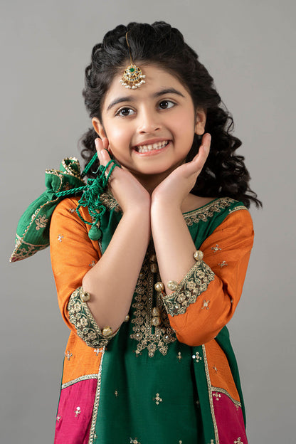3 Piece Embroidered Raw Silk Suit - Kids Clothes - available at Maria Faisal in UK and USA