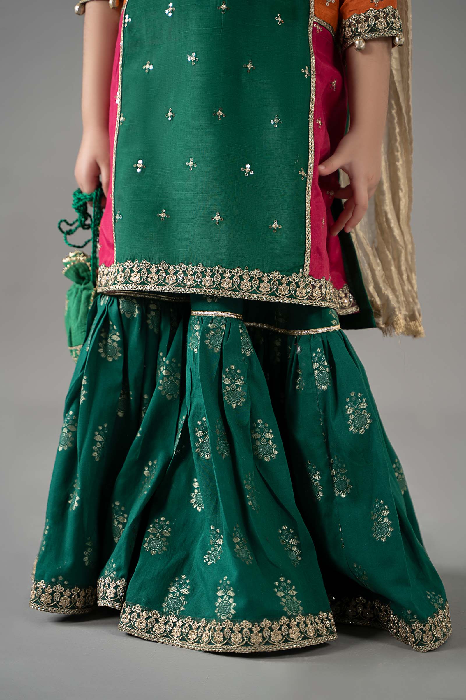 3 Piece Embroidered Raw Silk Suit - Kids Clothes - available at Maria Faisal in UK and USA