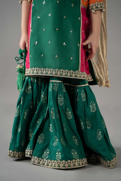 3 Piece Embroidered Raw Silk Suit - Kids Clothes - available at Maria Faisal in UK and USA