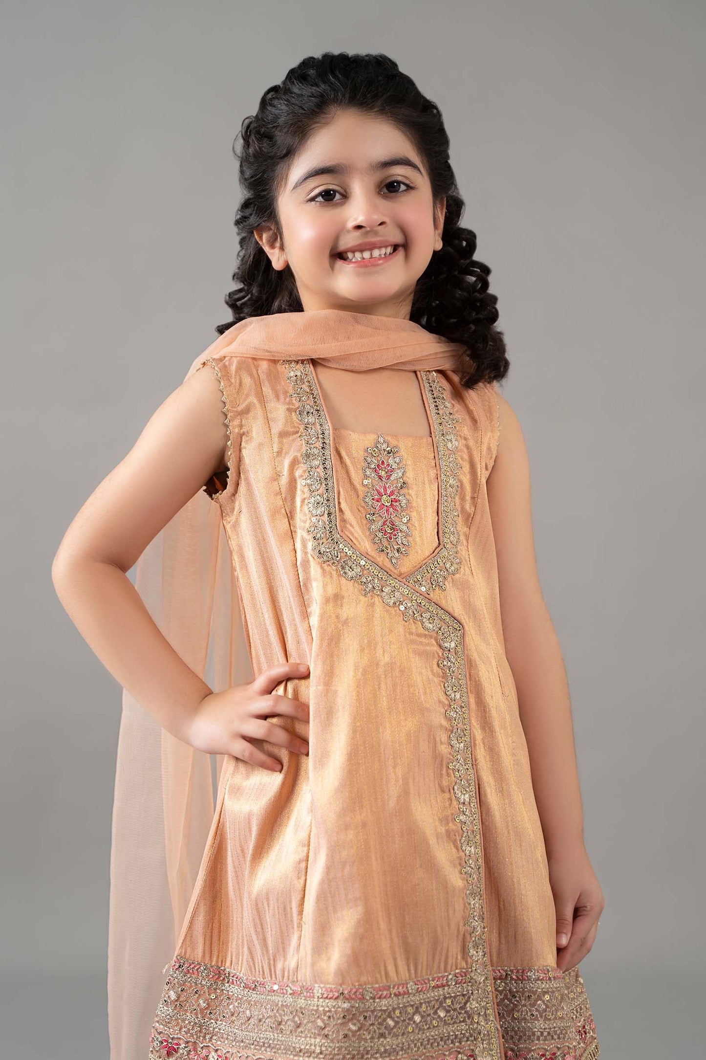 3 Piece Embroidered Cotton Staple Zari Suit - Kids Clothes - available at Maria Faisal in UK and USA