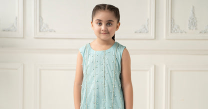 2 Piece Embroidered Polyester Net Suit - Kids Clothes - available at Maria Faisal in UK and USA