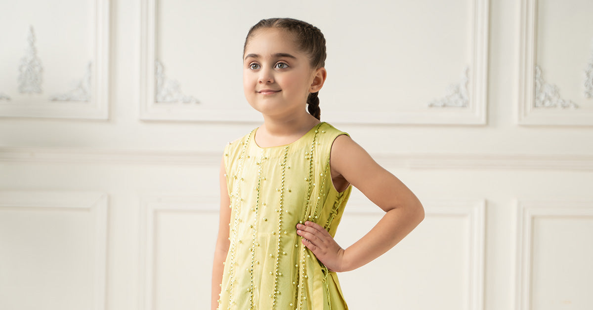 2 Piece Embroidered Polyester Net Suit - Kids Clothes - available at Maria Faisal in UK and USA