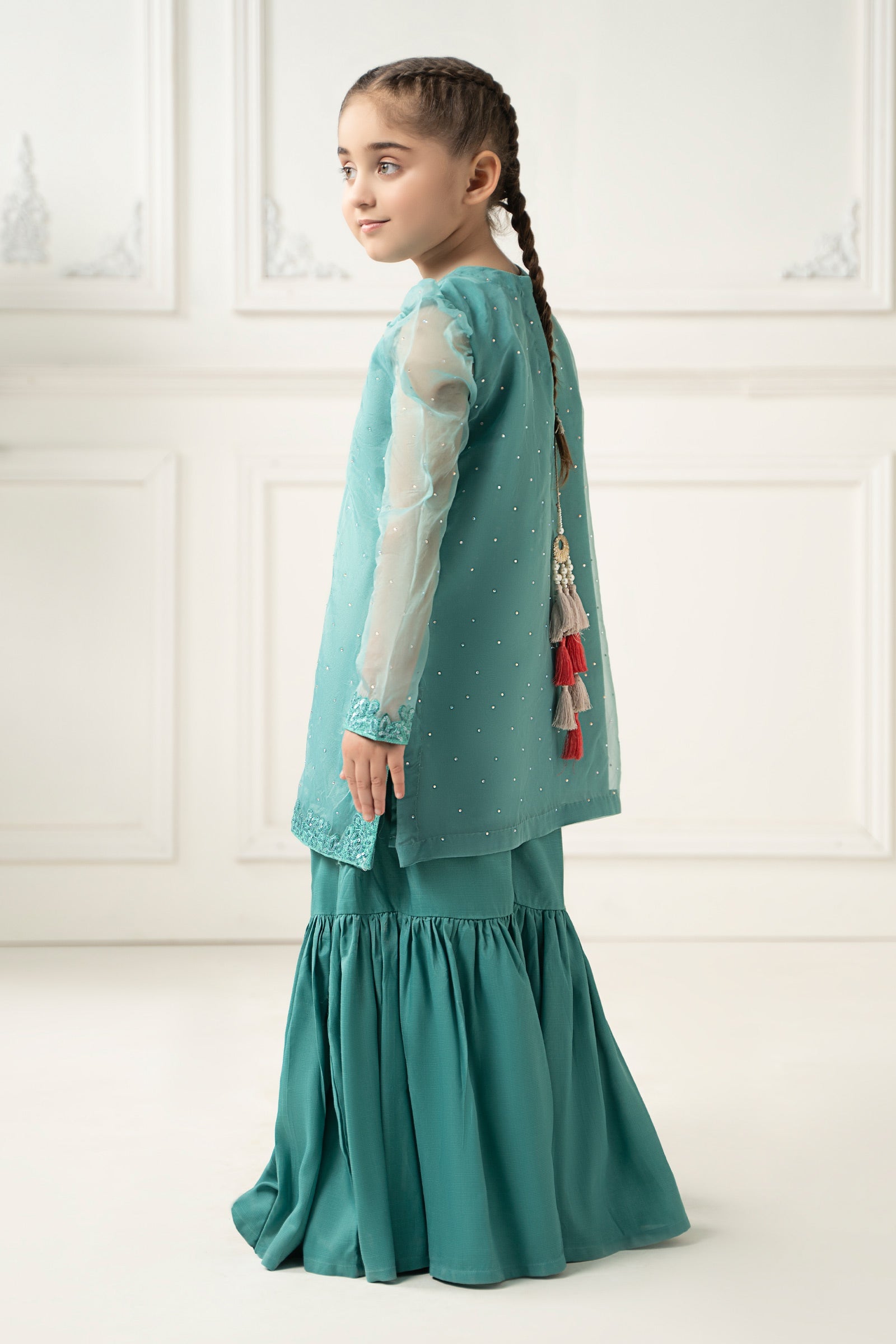3 Piece Dyed Organza Suit - Kids Clothing - available at Maria Faisal in UK and USA.