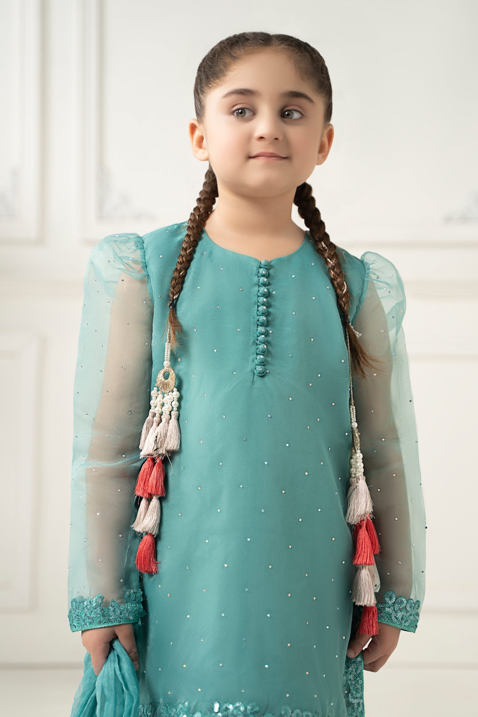 3 Piece Dyed Organza Suit - Kids Clothes - available at Maria Faisal in UK and USA