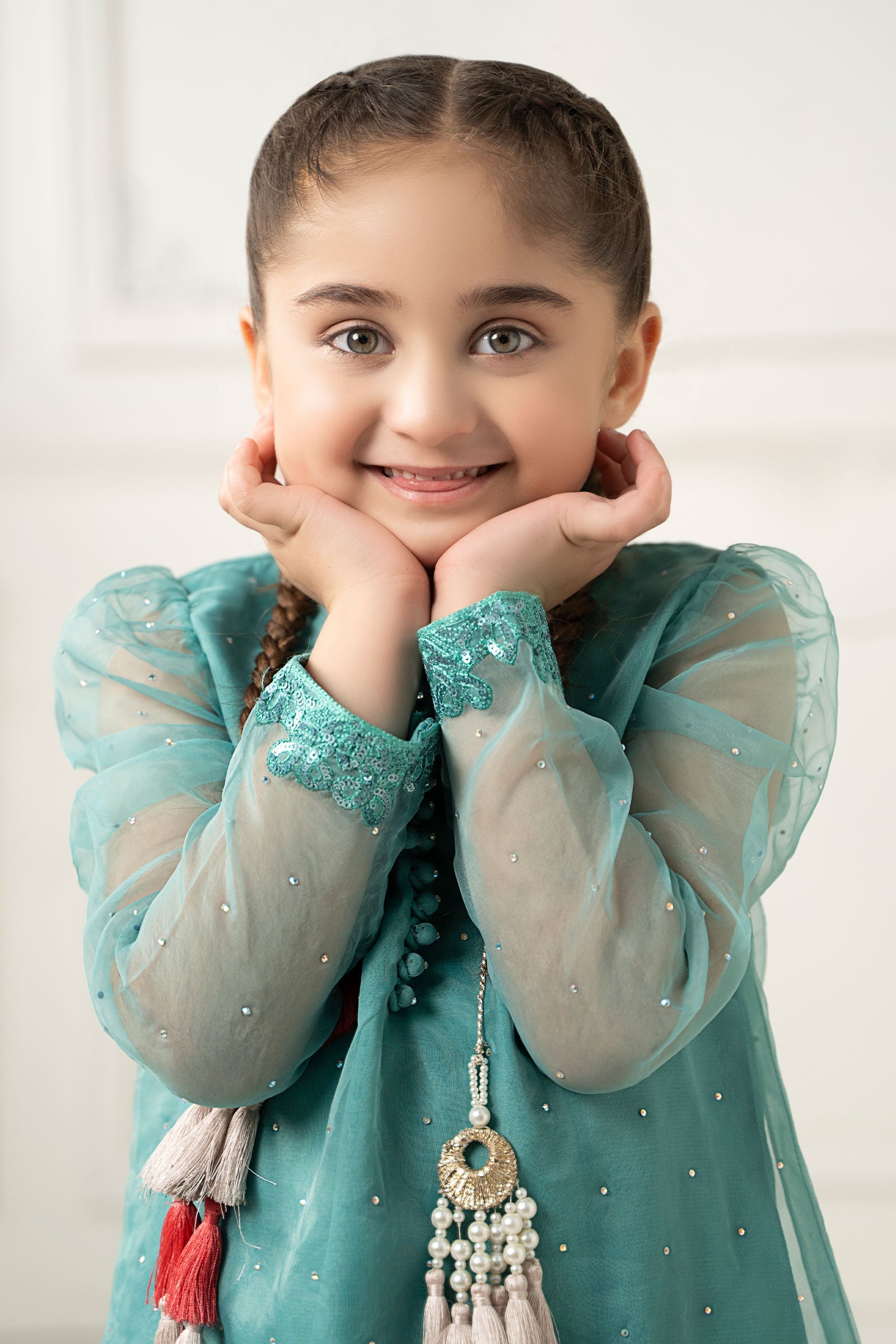 3 Piece Dyed Organza Suit - Kids Clothing - available at Maria Faisal in UK and USA.