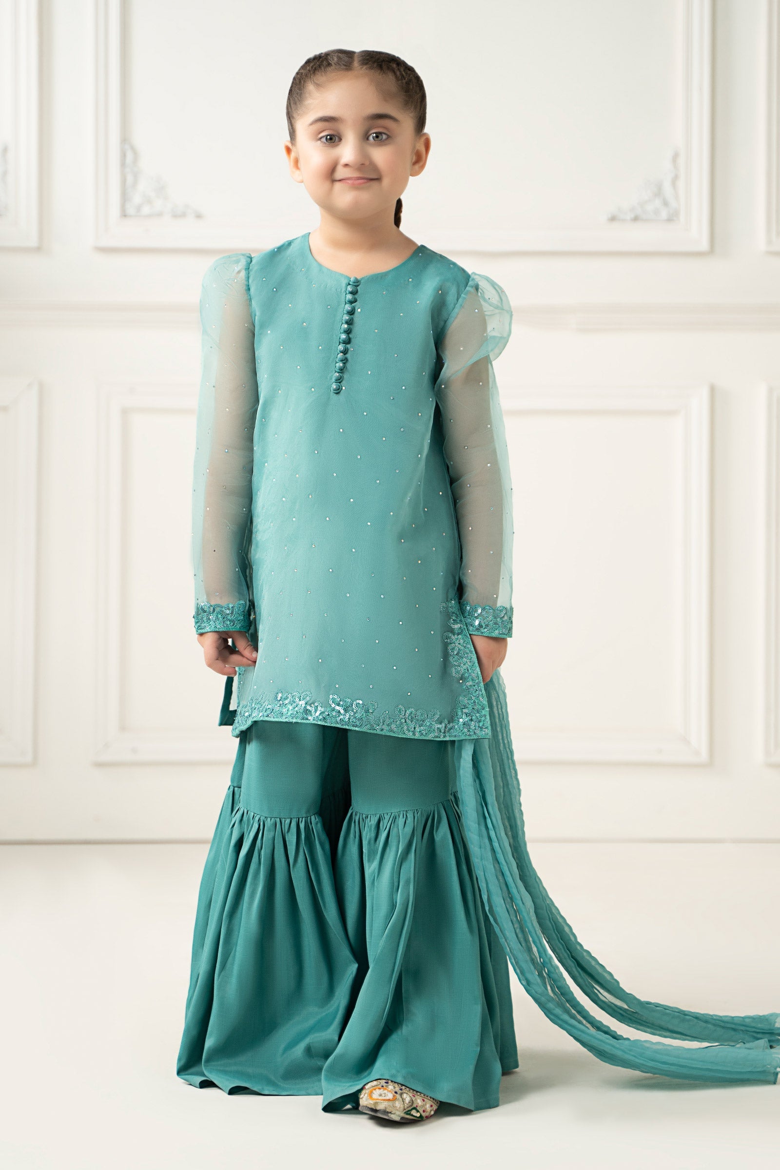 3 Piece Dyed Organza Suit - Kids Clothes - available at Maria Faisal in UK and USA