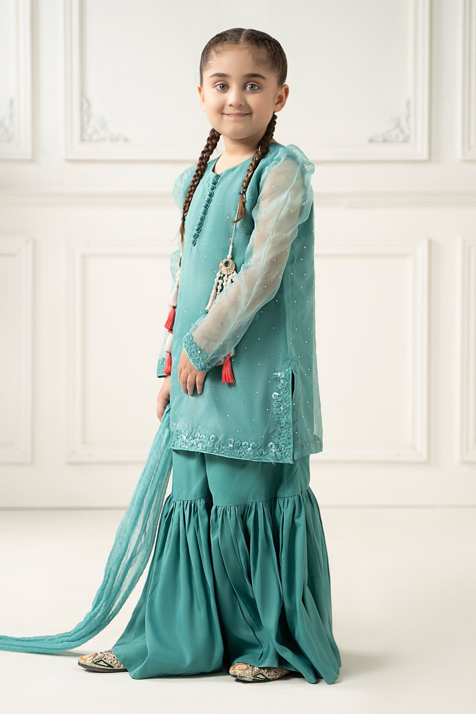 3 Piece Dyed Organza Suit - Kids Clothes - available at Maria Faisal in UK and USA