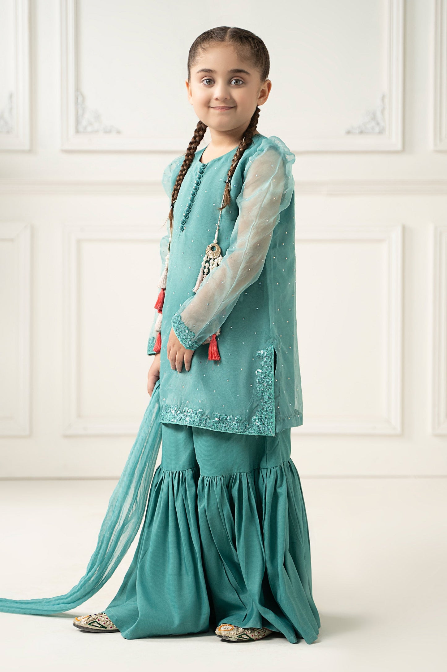 3 Piece Dyed Organza Suit - Kids Clothing - available at Maria Faisal in UK and USA.