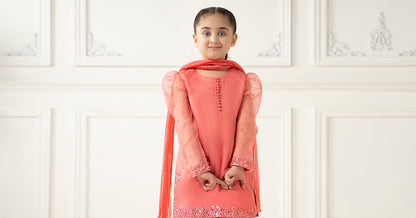 3 Piece Dyed Organza Suit - Kids Clothing - available at Maria Faisal in UK and USA.