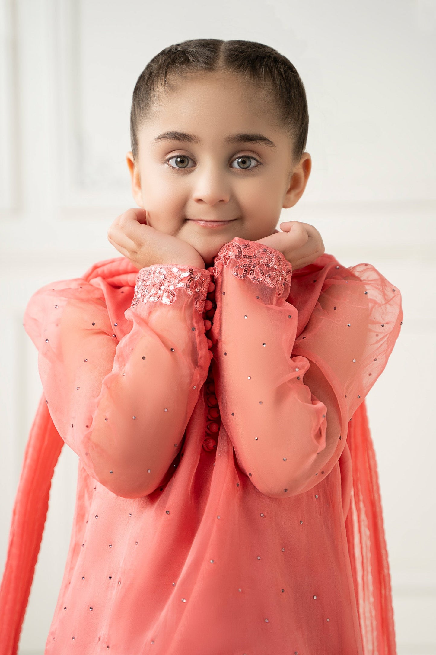 3 Piece Dyed Organza Suit - Kids Clothing - available at Maria Faisal in UK and USA.