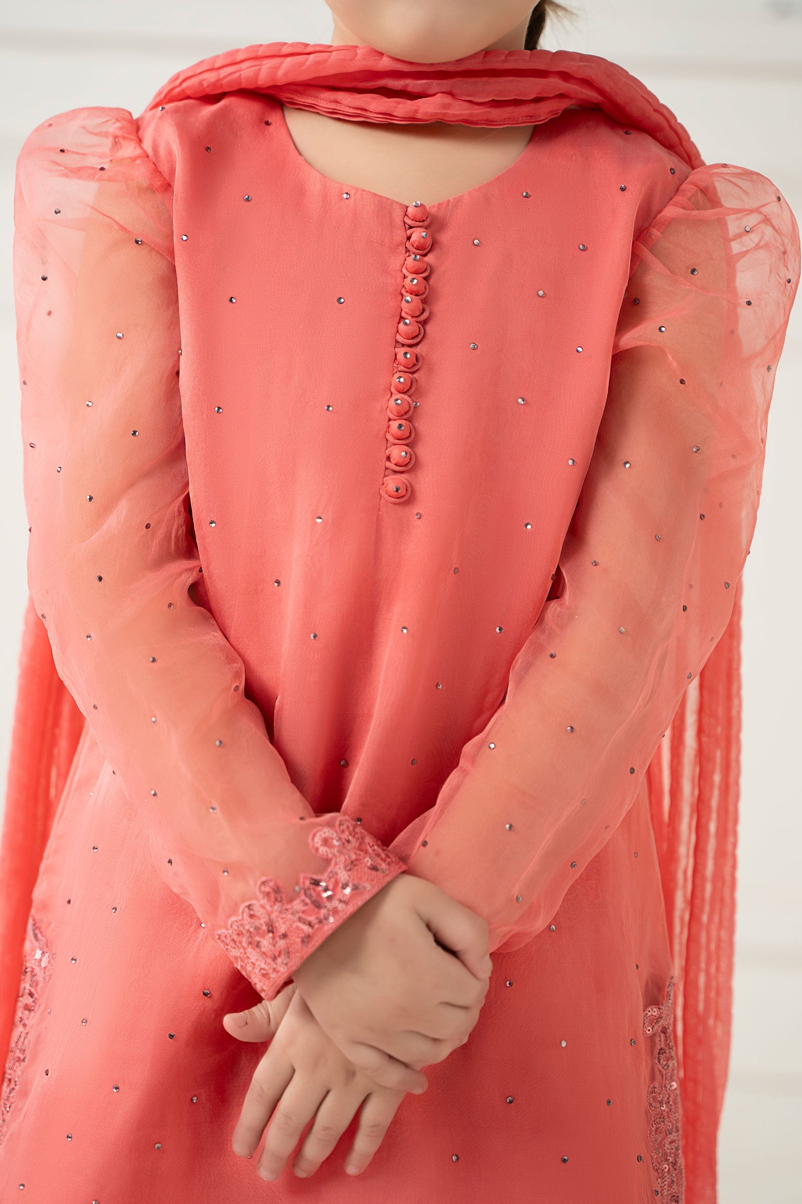 3 Piece Dyed Organza Suit - Kids Clothes - available at Maria Faisal in UK and USA