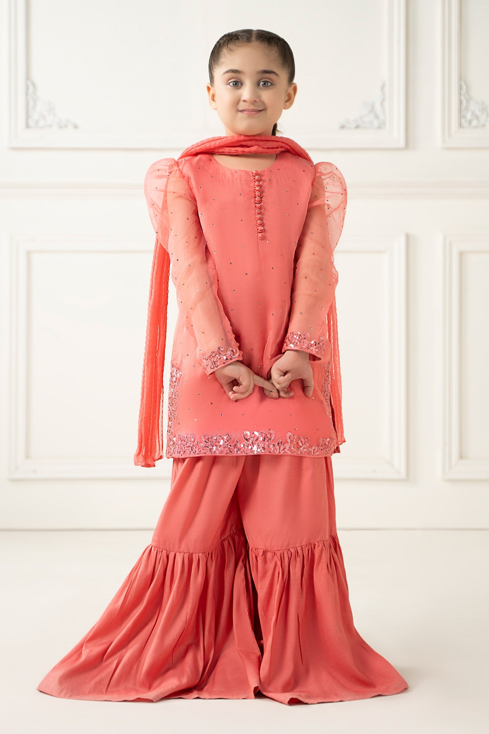 3 Piece Dyed Organza Suit - Kids Clothing - available at Maria Faisal in UK and USA.