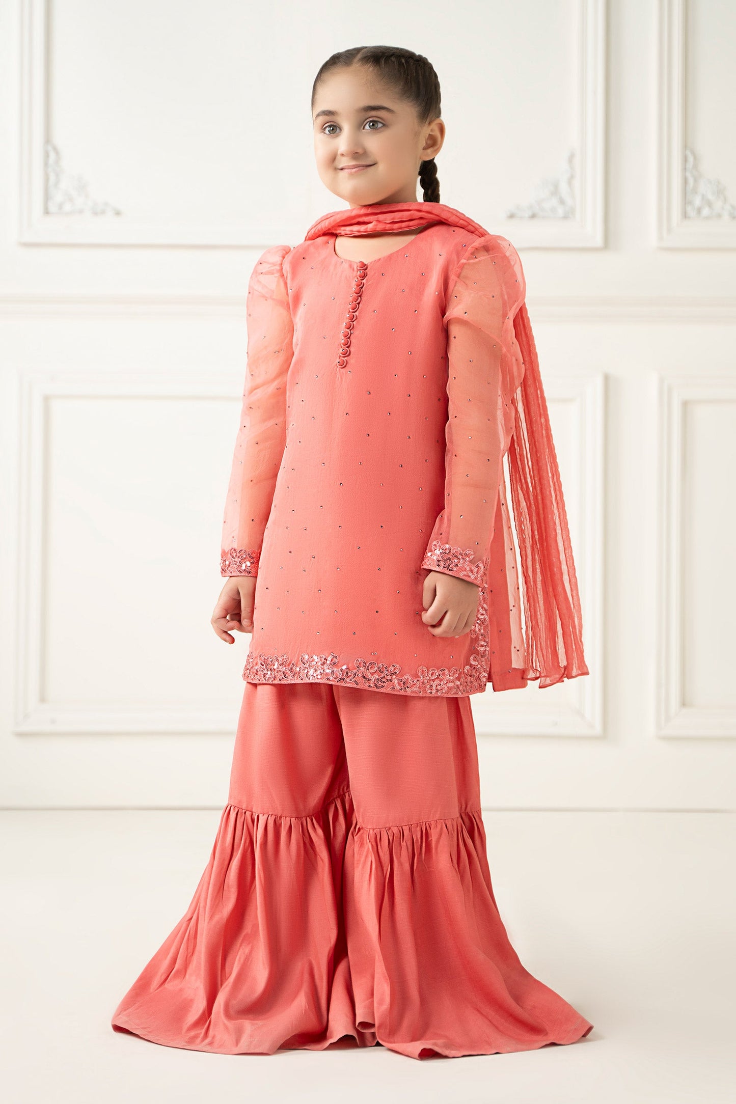 3 Piece Dyed Organza Suit - Kids Clothing - available at Maria Faisal in UK and USA.