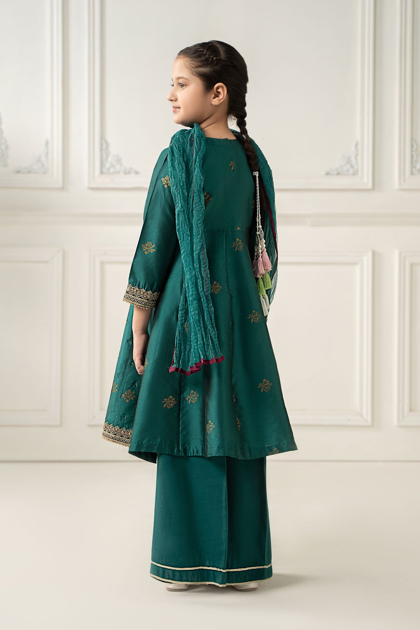 3 Piece Embroidered Polyester Net Suit - Kids Clothes - available at Maria Faisal in UK and USA